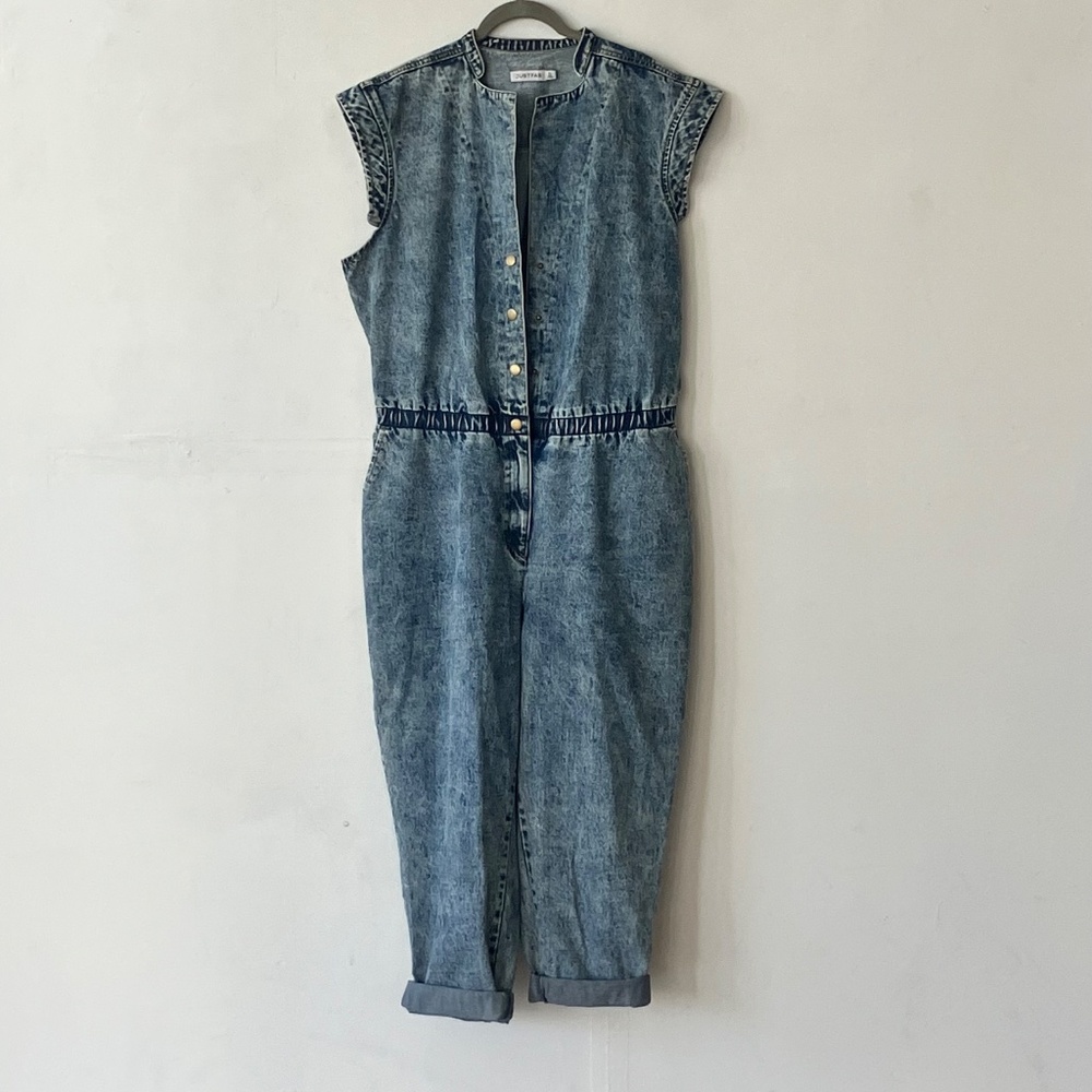 JustFab Acid Wash Jumpsuit - Picture 2 of 14